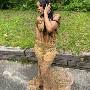 Custom Made Gold Prom Dress !!
